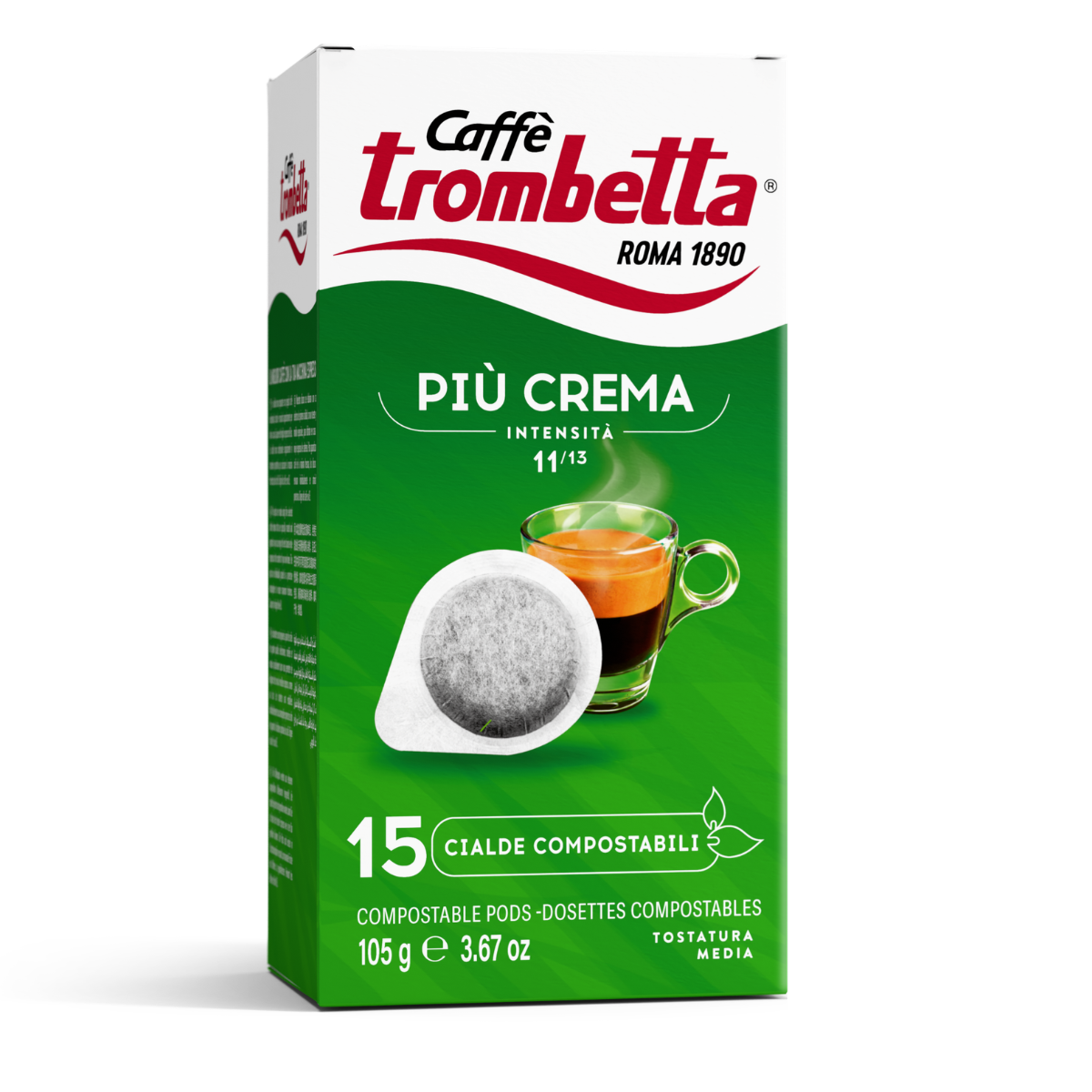caff-trombetta-pi-crema-cialde-ese-44-mm-12-confezioni-da-15-cialde-180-cialde image 2