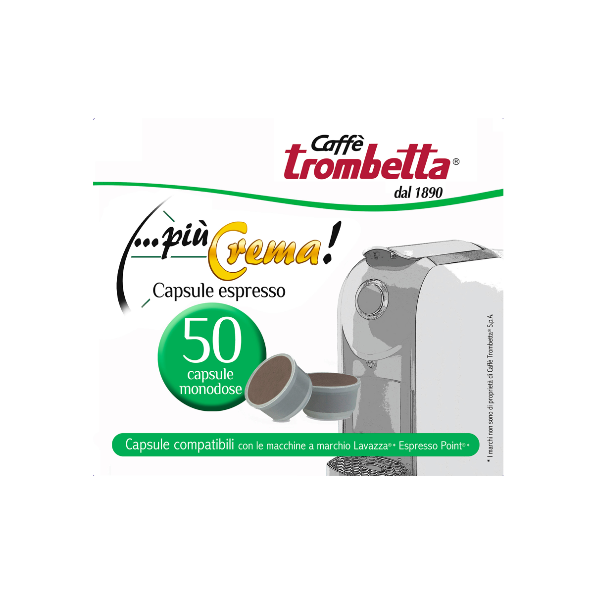 caff-trombetta-pi-crema-300-capsule-compatibili-lavazza-espresso-point-6x50 image 1