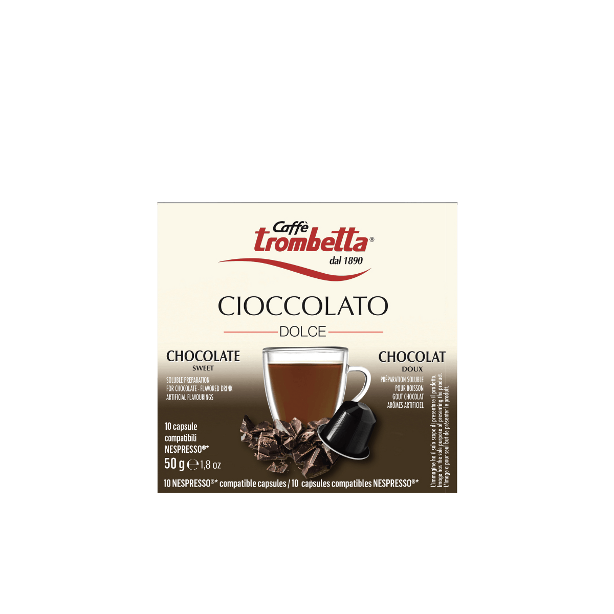 caff-trombetta-l-espresso-cioccolato-40-capsule-compatibili-nespresso image 1