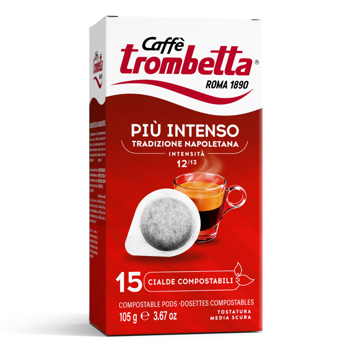 caff-trombetta-pi-intenso-in-cialde-ese-180-cialde-compostabili-12-x-15 image 2